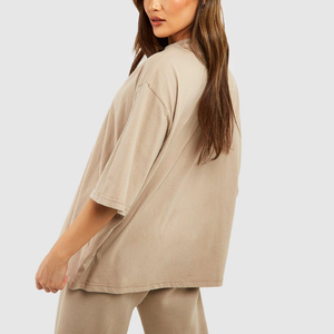 Camiseta Rosa Oversize para Mujer, Manga Corta, Cuello Redondo, Corte Holgado, Color Sólido, Transpirable, con Logotipo, Tejido Jersey, para Todas las Temporadas, Estilo Casual - Product Image 6