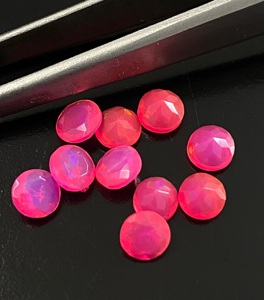 Opales naturelles roses, taille brillant rond, pierres précieuses en vrac pour la fabrication de bijoux, pierres facettées irisées - Product Image 4