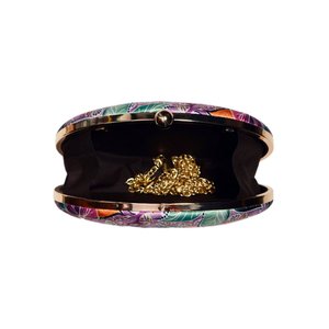 Pochette ovale florale multicolore, sac à main ethnique de créateur pour femmes, pour les mariages et les occasions festives - Product Image 3