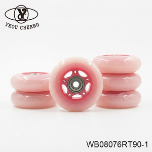 Skateboard <b>Wheels</b> PU Red Transparent ABEC-7/9/11 Bearing WB08076RT90-1 YEOU CHERNG - Product Image 5