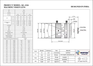 Objectif de vision industrielle 12 mm 10 MP pour caméras industrielles 2/3 pouces, imagerie haute résolution pour l'inspection et le contrôle qualité - Product Image 5