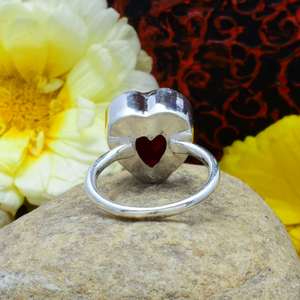 Natural Red <b>Garnet</b> Heart <b>Ring</b> 925 <b>Silver</b> Handmade Jewelry Romantic Promise Wedding Anniversary Valentine <b>Ring</b> for Her - Product Image 3