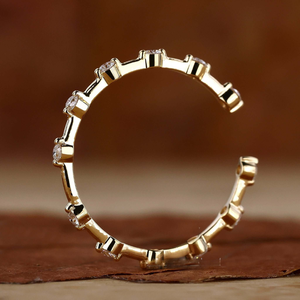 Open Diamond Eternity <b>Ring</b> Minimalist <b>Adjustable</b> Diamond Band Dainty Stacking <b>Ring</b> for Women Gold Jewelry - Product Image 2