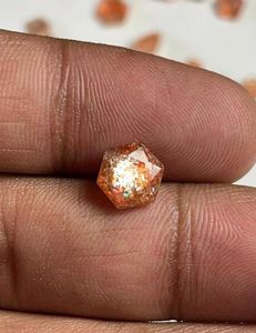 Pierre précieuse naturelle de pierre de soleil à facettes, multi-couches, orange fantaisie, taillée en forme de flocon, pour la fabrication de bijoux - Product Image 2