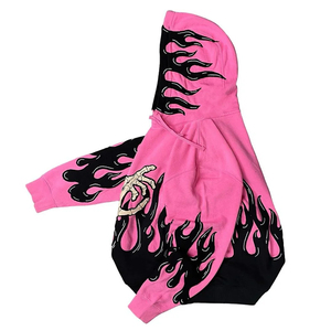Hoodies en coton 100% fabriqués en usine, coupe ample, style streetwear, pour homme, avec patchwork unique - Product Image 4
