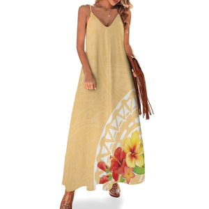 Robe longue décontractée sans manches pour femme, imprimé polynésien hawaïen, style île, grande taille personnalisée - Product Image 2