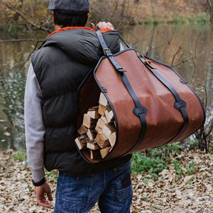 Sac de transport en cuir pleine fleur pour bûches de bois, support de rangement pour bois de chauffage, pour intérieur - Product Image 6