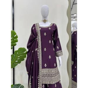 Conjunto de Traje de Fiesta de Satén Amarillo para Mujer, Talla XL, con Hilo y Lentejuelas, Prenda Elegante para la Noche - Product Image 2