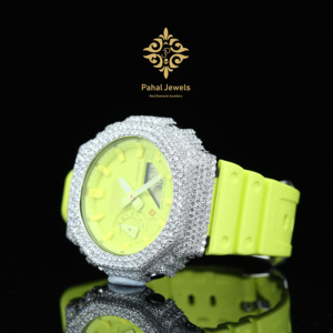 Pahal Jewels Montre de luxe en diamant à quartz analogique-numérique, boîtier rond de 43 mm, bracelet en silicone, unisexe - Product Image 2