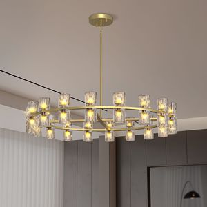Lampadario Moderno in Cristallo K9 Dorato da 36 Pollici per Sala da Pranzo e Soggiorno, Elegante Lampadario a Sospensione Ov - Product Image 1