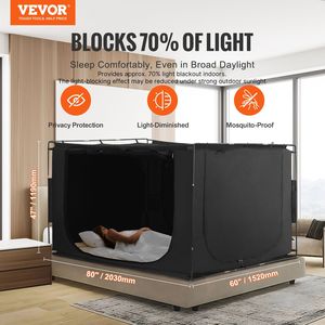 Tenda da letto a 3 porte oscurante 70% con zanzariera e tettoia traspirante in fibra da 0.43 pollici - Product Image 2