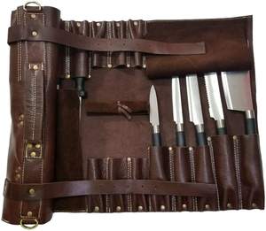 Bolsa de Chef Portátil Clásica de Cuero Genuino OEM Hecha en Fábrica al por Mayor con su Nombre/Logotipo para Cuchillos de Chef LKR-0311 - Product Image 1