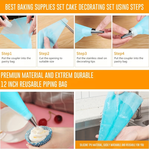 Set di 24 Beccucci per Glassa Reale e 2 Sacche da Pasticceria Riutilizzabili da 30 cm, Kit da 32 Pezzi per Decorazione Torte Incluso Set di Beccucci - Product Image 5