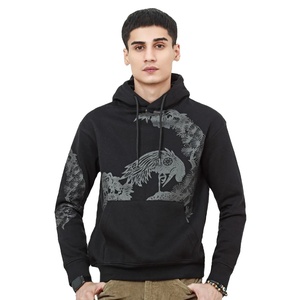 Collection Hiver 2023 Sweat à Capuche Imprimé Noir pour Homme Coupe Ample avec Poches Frontales et Design Brodé en Solde! - Product Image 1