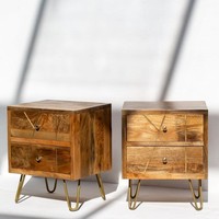 Table de chevet Vandana Orion Merino, table de nuit moderne en bois pour intérieurs minimalistes