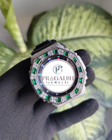 Pragalbh Jewels Luxus Iced Out Diamant-Uhrenlünette Moissanit Hip-Hop-Uhr Edelstahl Gummiarmband