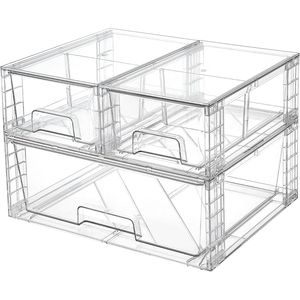 3-Pack Stackable Metal <b>Storage</b> Drawers Easy Assembly <b>Acrylic</b> Undersink Organizer for Bathroom Closet - Product Image 1