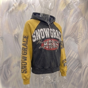 เสื้อฮู้ดซิปผู้ชาย Snowgrace แขนเสื้อแบบแร็กแลน พิมพ์ลายโลโก้ด้านหน้า สไตล์ลำลองสำหรับฤดูใบไม้ร่วง ปรับแต่งได้ ผลิตจากผ้าฝ้าย 80% ผสมผ้าสแปนเด็กซ์ 20% - Product Image 2