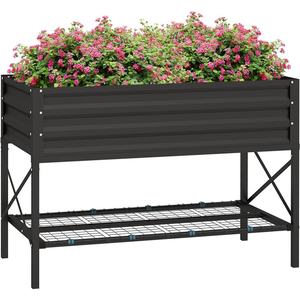 Wholesale Galvanized Metal Garden Bed With Legs And Storage <b>Shelf</b> Planter Box For Vegetables And Flowers Outdoor Patio Garden - Product Image 1