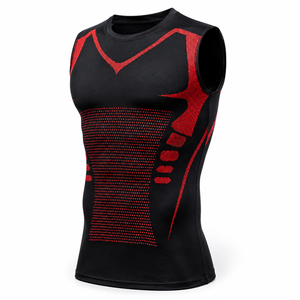 Débardeur de sport personnalisé pour homme, sans manches, compression, fitness, séchage rapide, respirant, léger, performance, entraînement, tricoté - Product Image 1