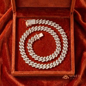 Collier en Moissanite Plaqué Or Rose, Chaîne Maille Cubaine, Bijoux Tendance pour Femmes et Hommes, Chaîne Fine Style New York, Look Moderne - Product Image 3