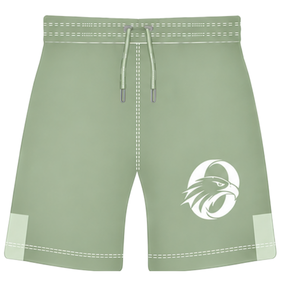 Shorts de rugby vert sauge et blanc, taille élastique avec cordon de serrage, uniforme d'équipe géométrique, personnalisable, respirant, pour l'entraînement et le sport - Product Image 1