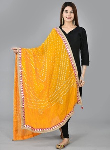 Rajasthani <b>Art</b> Silk Bandhani Dupatta with Elegant Lace Border Traditional Bandhej Tie Dye Dupatta Ethnic Fashion Accessor - Product Image 3
