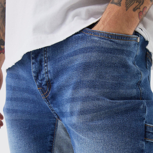 Jean en denim pour homme, coupe droite, effet moustache, en coton tissé uni, style décontracté, taille mi-haute, pour automne/printemps/hiver - Product Image 6