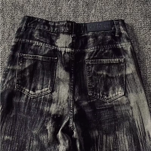 YUCHEN - Jeans de Mezclilla Encerada Vintage para Hombre, Estilo Retro Rock, Corte Recto - Product Image 2