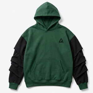 Sudaderas con Capucha Premium para Hombre, Ropa Urbana con Diseño de Mangas Multicapa, Estilo Casual Oversize - Product Image 1