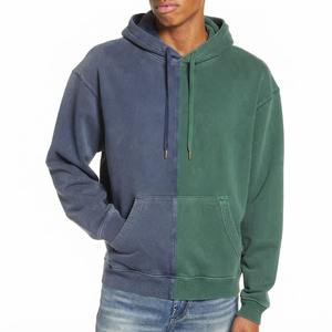 Custom <b>Mens</b> Two Tone Hoodie <b>Navy</b> Blue Green Color Block Oversized <b>Fleece</b> Pullover Streetwear Sweatshirt Custom Logo Manufacturer - Product Image 5