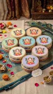 กล่องกลมลายแกเนชาราชินีงานฝีมือขายส่ง กล่องใส่ขนมและผลไม้อบแห้งแบบโลหะรักษ์โลก พร้อมกล่องของขวัญเข้าชุด - Product Image 4