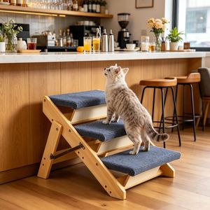 Scala Ovale per Animali Domestici con Funzione Antiscivolo, Schiuma Memory e Rivestimento Rimovibile, Impermeabile e Lavabile per Soggiorno, Camera da Letto e Armadio - Product Image 5