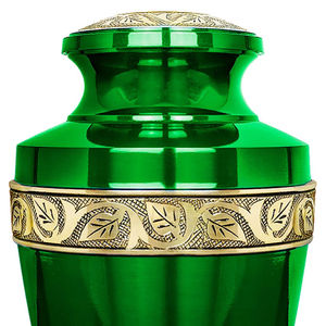 Pequeña urna verde de metal y latón para cremación de mascotas, recuerdo conmemorativo para cenizas de adultos, urna humana para decoración, grabado se vende por separado - Product Image 4