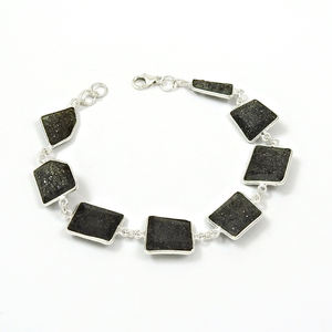 Natural Black Sun Stone Gemstone 925 Sterling Silver Women Jewelry Dainty Link Chain <b>Bracelets</b> Stylish Birthstone <b>Bracelets</b> OEM - Product Image 3