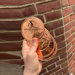 Hammered Design Copper Coaster With Elegant Metallic Finish. Round Shape Wholesale Drinkware For Luxury <b>Bar</b> & Home Decor - Product Image 6