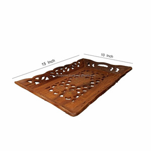 Plateau de service rond en bois fait main, motif dessin animé marron, non toxique, style américain, pour la maison, l'hôtel, le restaurant, les mariages - Product Image 3