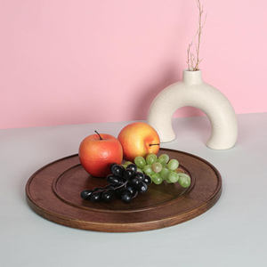 Handmade Scalloped Acacia Wood Charger Plate Decorative Round Wooden <b>Dinner</b> Plate Serving <b>Tray</b> for Wedding Party Table Decor - Product Image 2