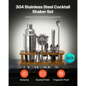 18-Piece Stainless Steel Cocktail Shaker Set <b>Bar</b> <b>Tools</b> with Bamboo Stand Martini Bartender Kit & Mixer Spoon-Jigger Included - Product Image 3
