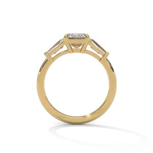 Diamant de laboratoire taille émeraude certifié IGI avec pierres latérales baguette affûtées Or rose 10K 14K 18K Argent 925 935 - Product Image 3