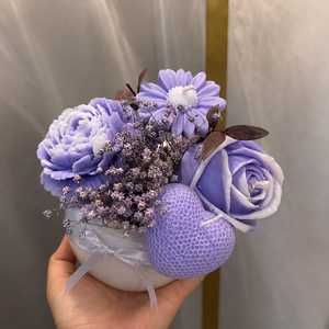 Bouquet de bougies à la lavande en vase en céramique décoratif, cire de soja personnalisée, texture nid d'abeille, décoration de luxe pour la maison, cadeau de mariage - Product Image 4
