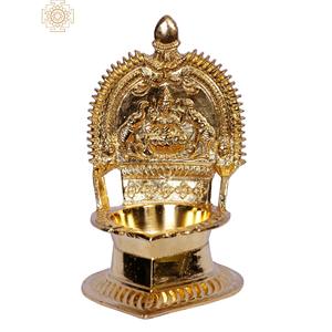โคมไฟทองเหลือง gajalakshmi ทำด้วยมือขนาด5นิ้วสำหรับตกแต่งบ้านและดีไซน์เนอร์วัดสำหรับ Puja - Product Image 1