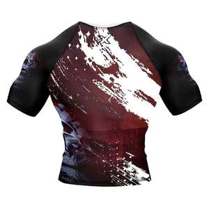 เสื้อรัดกล้ามเนื้อแขนสั้นสำหรับผู้ชาย MMA BJJ ลายพิมพ์กะโหลกแบบซับลิเมชั่น สำหรับฝึกซ้อมกราปลิง ออกกำลังกาย ฟิตเนส - Product Image 2