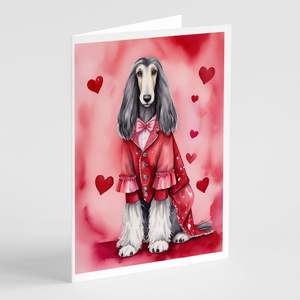 Whimsical A7 Tamaño 5x7 Tarjetas de notas en blanco Paquete de 8 Afghan Hound My Valentine Tarjetas de felicitación con sobres - Product Image 1