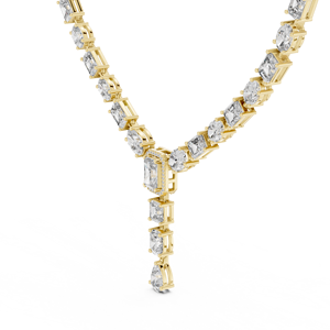 Collar de cadena tipo tenis de lujo en oro amarillo de 18 quilates con baño de rodio, adornado con diamantes de laboratorio de corte mixto certificados, ideal para fiestas y bodas. - Product Image 3