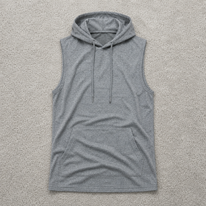 Camiseta sin mangas para hombre al por mayor con bolsillo canguro, 100% algodón, transpirable, de secado rápido, estilo vintage, ropa deportiva - Product Image 1