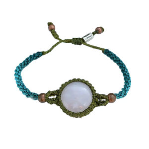 Handcrafted Macrame Moonstone <b>Bracelet</b> Teal Green Cord <b>Copper</b> Beads Adjustable Boho Healing Jewelry for Women - Product Image 1