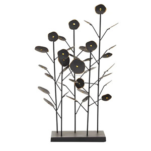 Metal Floral <b>Sculpture</b> Showpiece on <b>Wood</b> base for Living Room Bedroom and Home Decor Standard - Product Image 1