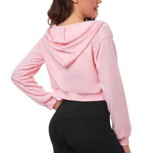 Sudadera Corta de Moda para Mujer, Sudadera de Manga Larga con Estampado Personalizado, Estilo Casual Urbano, Tejido Suave, Fabricante de Ropa OEM ODM - Product Image 3