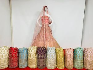 Zarna 16 kali lehenga แบบหนักประดับด้วยหินระยิบระยับเต็มแผ่นกระจก Shisha หรูหรา dupatta อินเดียชุดตาข่ายสำหรับงานแต่งงาน - Product Image 3